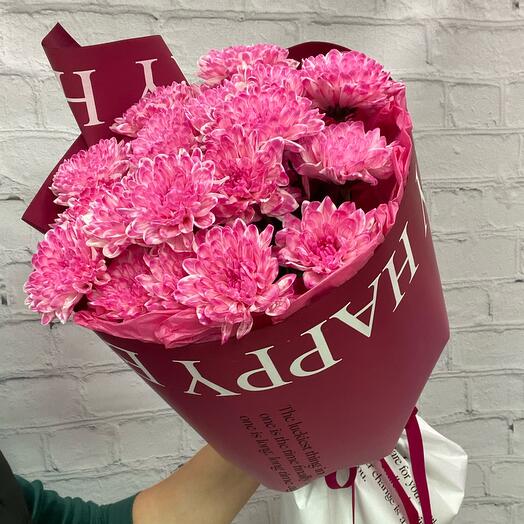 Bouquet of 5 bright chrysanthemums