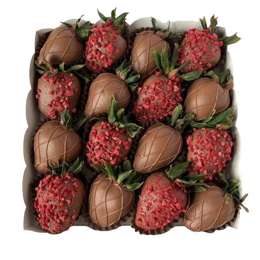 16 milk chocolate covered strawberries