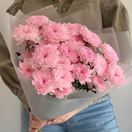 Розовая хризантема / Стильная упаковка 🌸