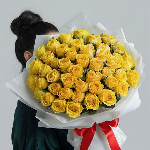 59 Premium Yellow Roses Bouquet