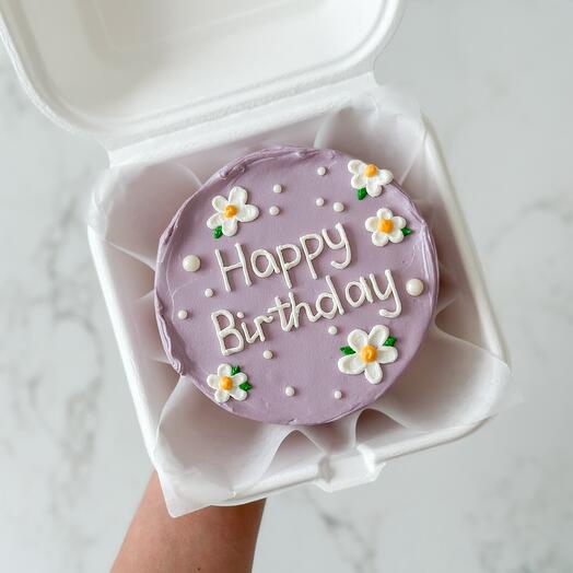 Бенто торт на день рождения с ромашками Happy Birthday