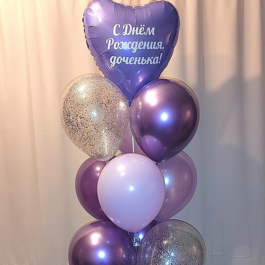 Фонтан шаров С днём рождения, доченька, девочке, дочке