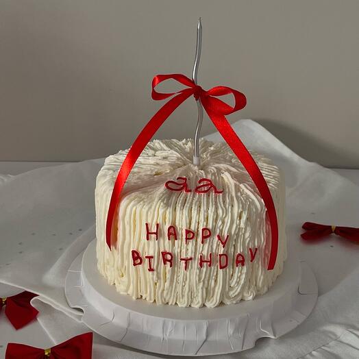 Торт happy birthday рюши (красный бархат с вишней)