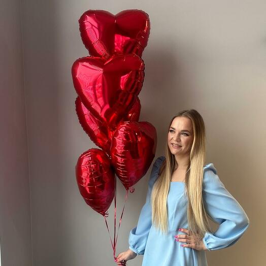 Шарик Красное сердце (5 шт) / red balloons red heart