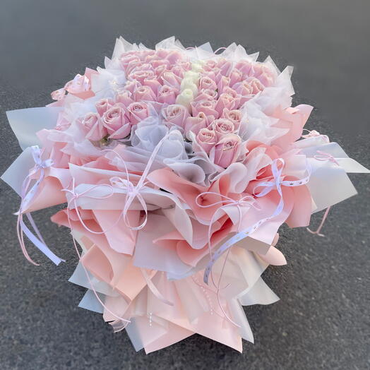 Ballet Butterfly Bouquet of 51 Lite Pink Roses