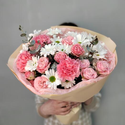 Розовый с хризантемами