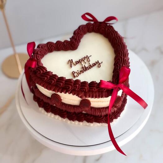 Торт сердце «Happy birthday»