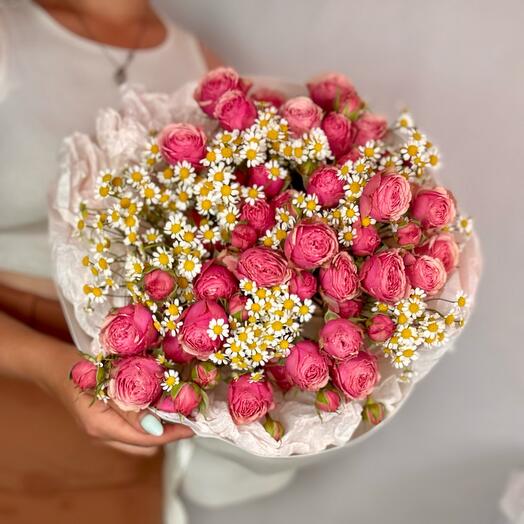 Как из Pinterest 💕 Пионовидные кустовые розы и ромашки 😍