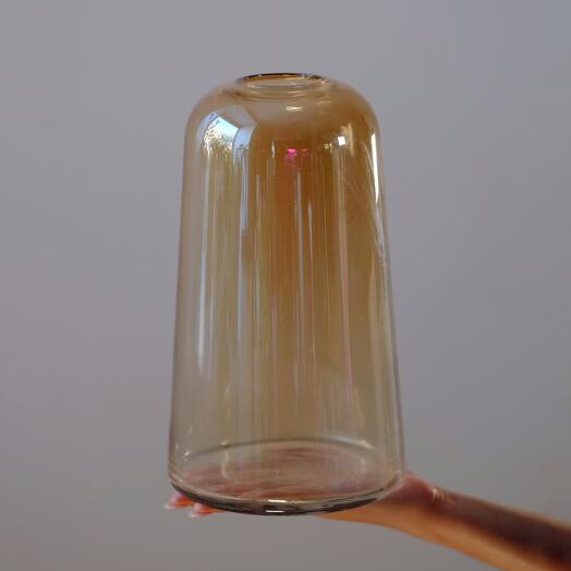 Стеклянная ваза бежевая