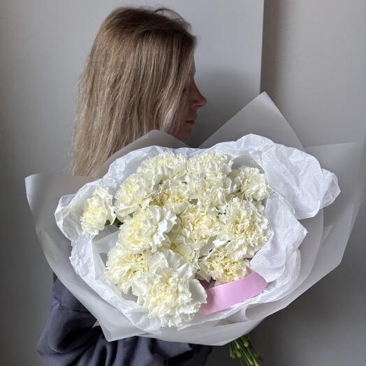 Монобукет из 15 белых ажурных диантусов
