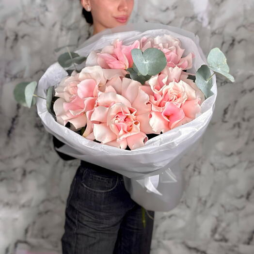🌸5 французских роз с эвкалиптом