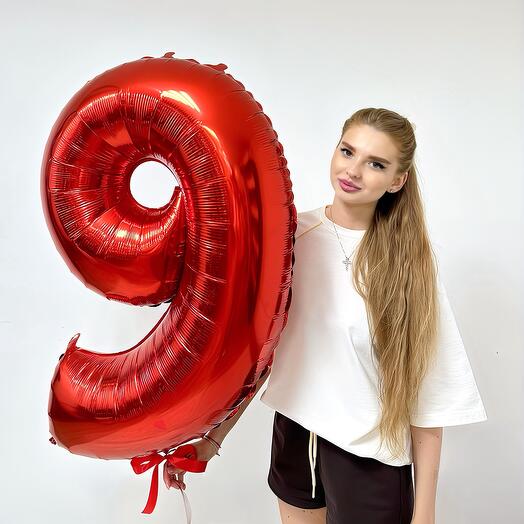 Фольгированная цифра шар «Красный» на выбор 102 см