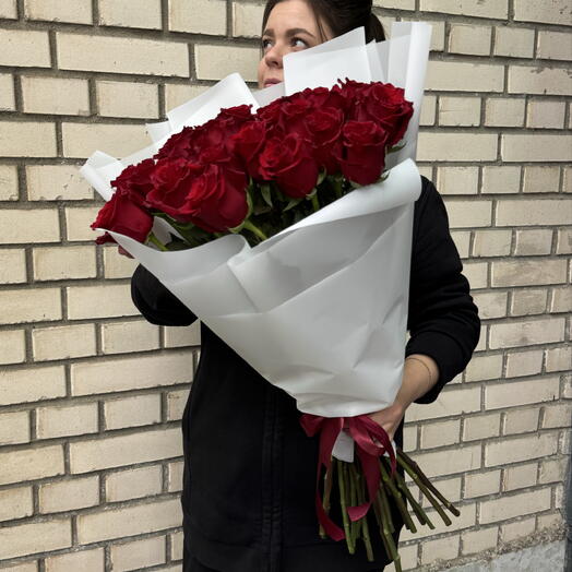 Розы красные Премиум букет 25