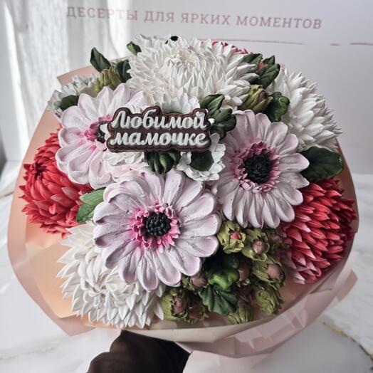 Зефирный букет Любимой маме. Цветы из зефира для мамы, день мамы. Съедобный букет