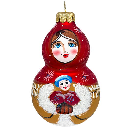 Ёлочная игрушка "Девочка с куклой" (Винтажный шар)