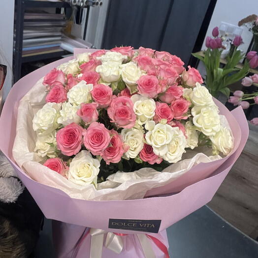 Bouquet bianco - rosa💮