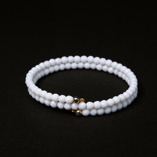 Браслет Ирис Белый агат 14K 37 см (BRA1129)