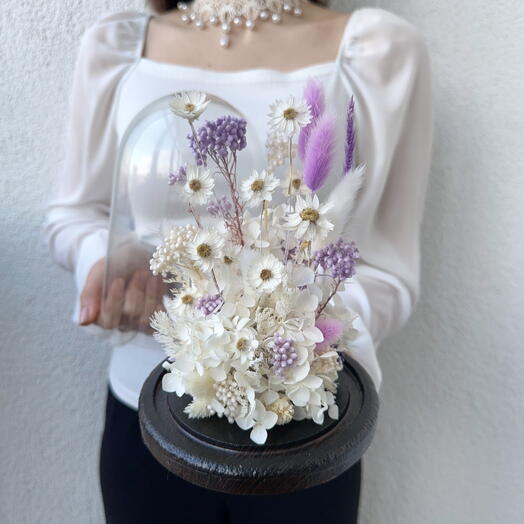 Колба «Ромашки» из сухоцветов и стабилизированных цветов