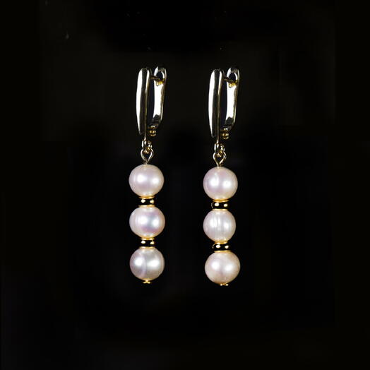 Серьги Самшит Белый жемчуг культивированный 14K (EAR1160)