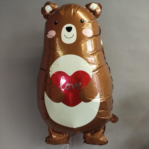 Надутый шар с гелием Медведь / Мишка с сердцем