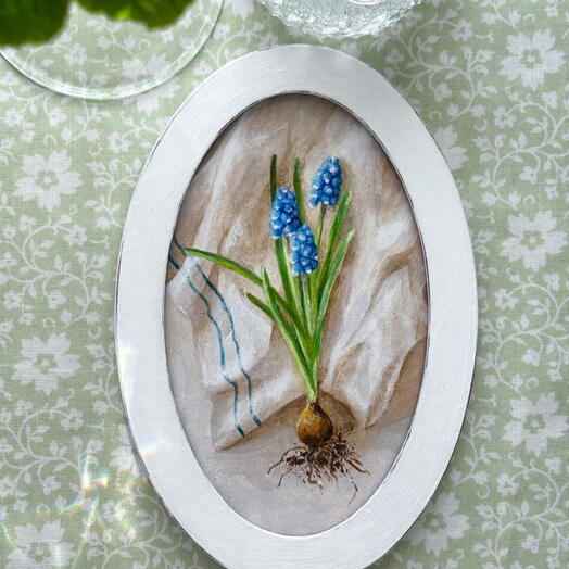 Картина миниатюра, акрил. Мускари