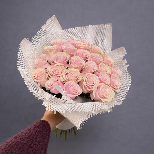 Розовые розы (25) - моно букет 💐🌹