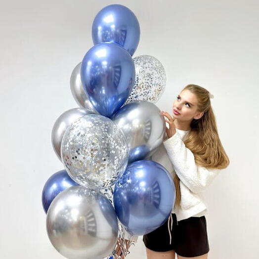 Фонтан из шаров «Синее серебро»