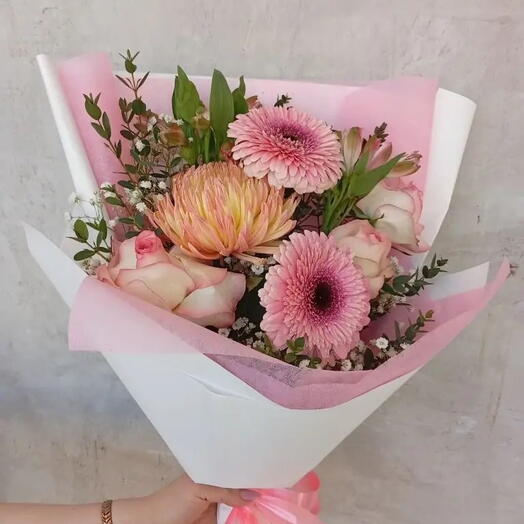 💐Букет с герберами и хризантемой сингл