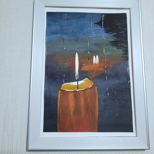 Картина🕯️ «Свет в окне: когда дождь за окном становится музыкой уюта»