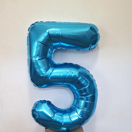 Цифра фольгированная 5 с гелием (небесно-синяя)