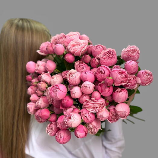 Премиальная кустовая пионовидная роза Silva Pink 15 шт
