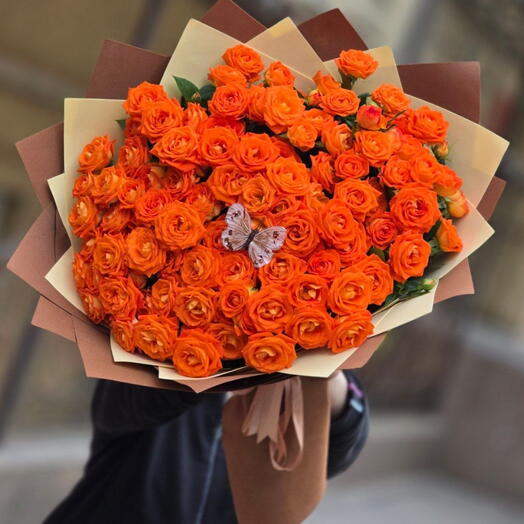 25 веточек оранжевых роз🧡🧡🧡