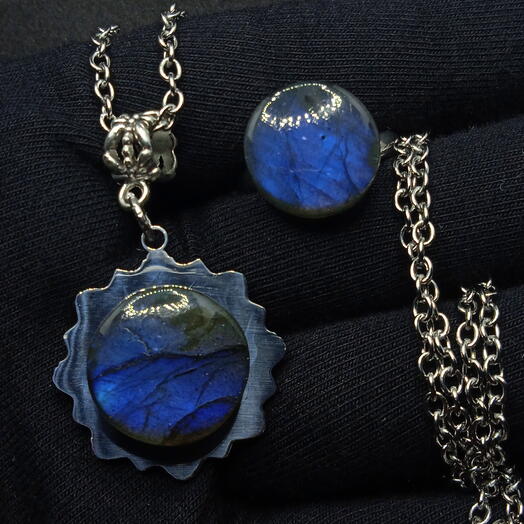 Комплект (3) "Инь-янь" кулон на цепочке и кольцо, ручной работы