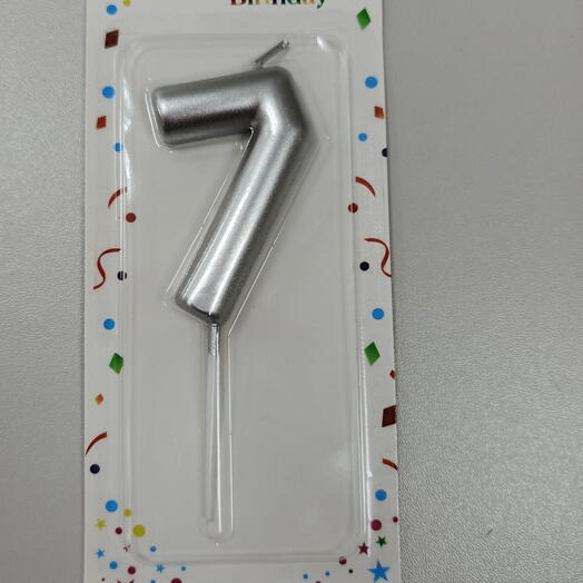 Свеча цифра - 7 серая