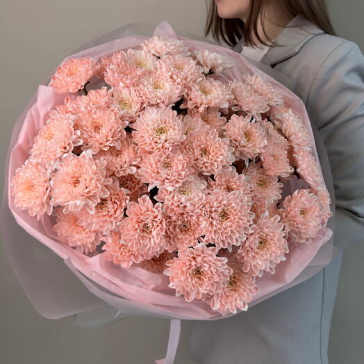 Букет из 9 розовых кустовых хризантем