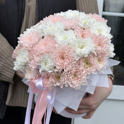 Композиция из кустовой хризантемы Алтай🌸🤍