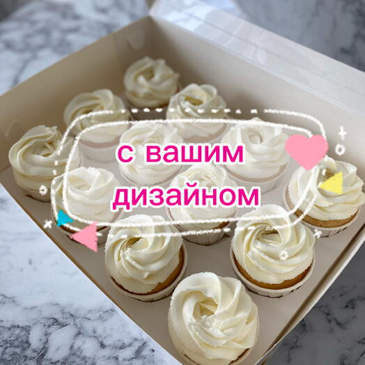 Капкейки с индивидуальным декором, 12 штук в наборе для корпоратива, дня рождения, учителю, учителям, на выпускной, девичник