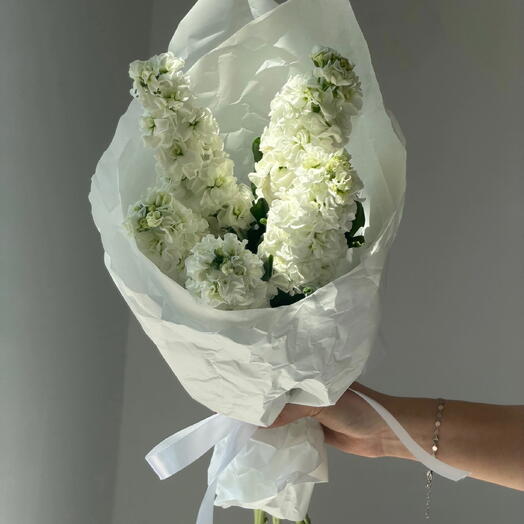 Монобукет ароматной белой маттиолы, 5 шт