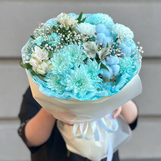 Букет «Замок над облаками» 🏰🩵 воздушный ☁️, красивый, свежий букет 🫐🩵