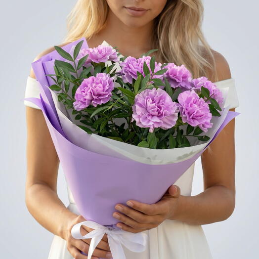Стильный, стойкий букет ажурные, лавандовые диантусы 7 шт