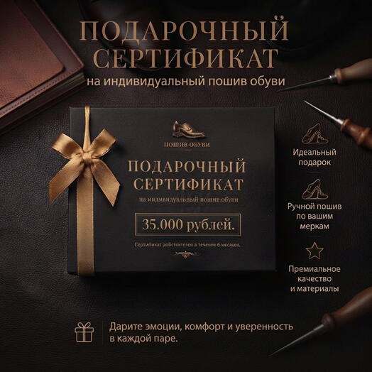 Cертификат 40.000 руб на индивидуальный пошив обуви ручной работы