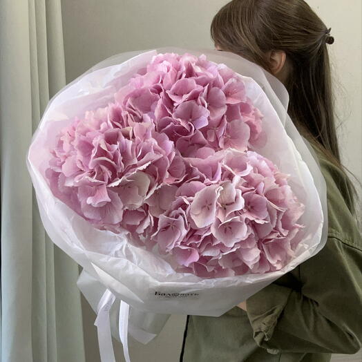 Pink Mood | Букет из 3 розовых гортензий