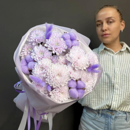 Нежный букет лавандовая хризантема 🌸