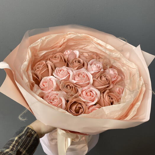 Букет из мыльных роз с ковылем 🌹