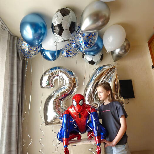 Гелиевые шары на 24года парня,мужчины, сына,мальчика ,футбол -15шаров