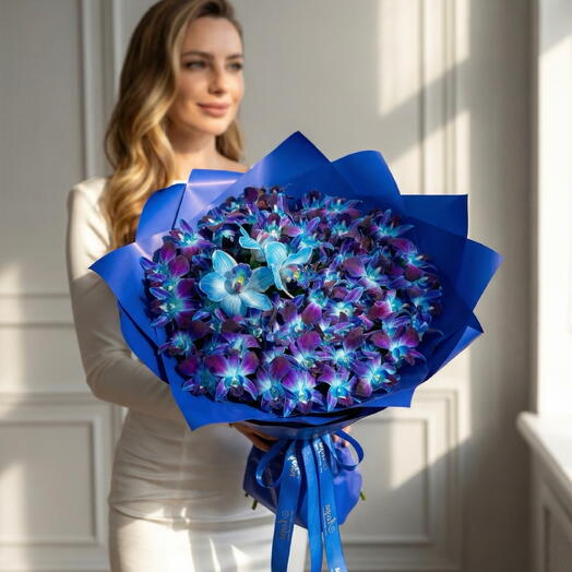Большой букет из микса орхидей. Авторский букет 666. Leoraflowers