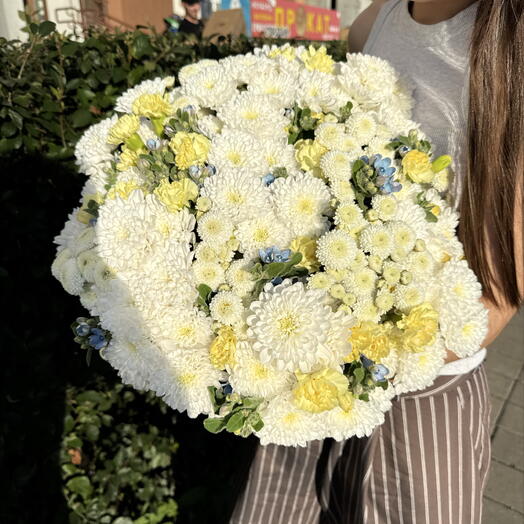 Огромный пышный летний букет🤍💗 оксипиталум,диантус,хризантема