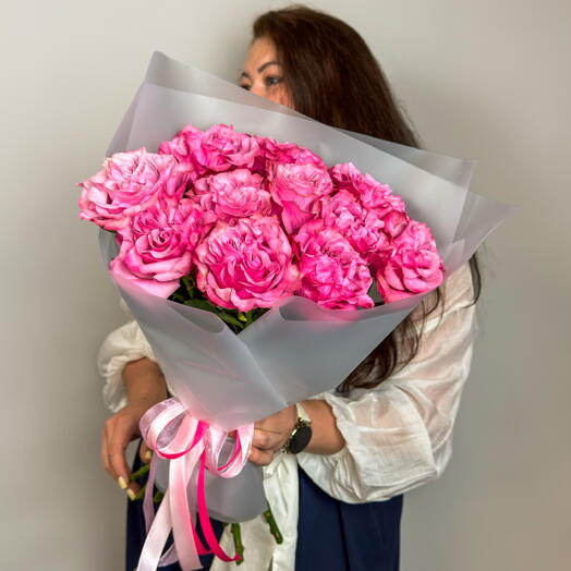 Пионовидные малиновые розы💗 11 шт