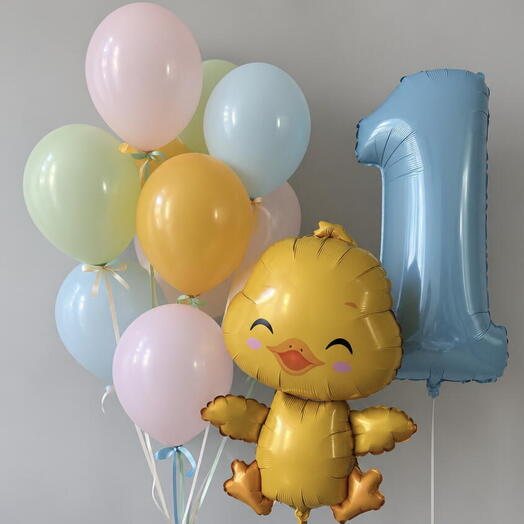 Набор воздушных шаров «Утёнок на 1 годик» 🐥
