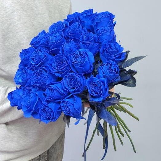 Синяя премиум роза эквадор 25 шт 💙